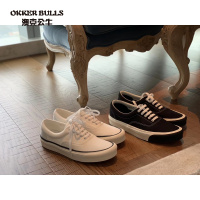 OKKER BULLS澳克公牛男鞋春夏透气简约休闲百搭小白鞋平底板鞋厚底手工鞋子男女户外帆布鞋