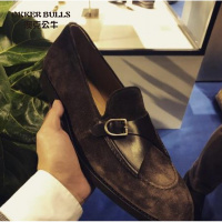 OKKER BULLS澳克公牛男鞋20新款鞋复古搭扣比利时乐福鞋真皮英伦男士休闲皮鞋一脚蹬