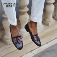 OKKER BULLS澳克公牛男鞋流苏乐福鞋经典款式英伦风韩版潮鞋 男士一脚蹬休闲真皮套脚皮鞋