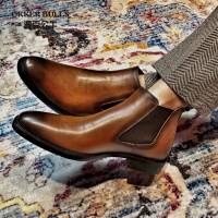 OKKER BULLS澳克公牛男鞋男士休闲意大利复古手工鞋英伦方头皮靴商务正装皮鞋切尔西靴