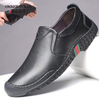 OKKER BULLS澳克公牛男鞋真皮休闲皮鞋男透气豆豆鞋男软面一脚蹬男鞋