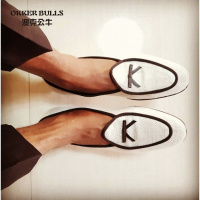 OKKER BULLS澳克公牛男鞋新款时尚蝴蝶结男士豆豆鞋男鞋帆布鞋男乐福鞋舒适布鞋男