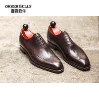OKKER BULLS澳克公牛男鞋一片式牛津男鞋春季商务休闲正装皮鞋男时尚英伦真皮手工牛津鞋