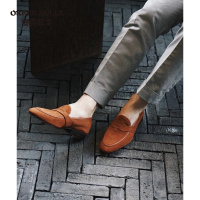 OKKER BULLS澳克公牛男鞋春夏季乐福鞋男鞋手工真皮英伦风休闲皮鞋一脚蹬懒人鞋百搭豆豆鞋