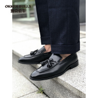 OKKER BULLS澳克公牛男鞋春夏新款反绒男鞋英伦复古乐福鞋男流苏套脚男鞋商务休闲皮鞋