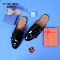 OKKER BULLS澳克公牛男鞋新款拖鞋豆豆鞋半拖鞋夏季休闲鞋英伦鞋乐福鞋男孟克搭扣潮鞋