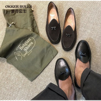 OKKER BULLS澳克公牛男鞋春秋小牛皮男鞋Loafer 英伦乐福鞋真皮鞋英伦一脚蹬懒人男鞋