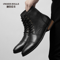 OKKER BULLS澳克公牛男鞋春季布洛克男靴头层皮商务正装皮靴皮鞋男马丁靴真皮大码男鞋47码