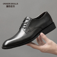 OKKER BULLS澳克公牛男鞋秋季隐形内增高正装皮鞋男小码36码矮个子增高鞋真皮商务男鞋