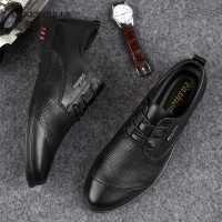 OKKER BULLS澳克公牛男鞋秋季男鞋休闲皮鞋英伦韩版压花商务休闲鞋低跟板鞋纯黑爸爸鞋