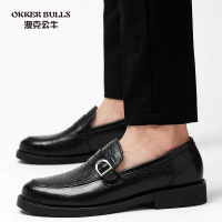 OKKER BULLS澳克公牛男鞋夏季商务休闲鞋男懒人鞋不系带套脚鞋便捷舒适驾车鞋皮鞋真皮男鞋