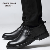 OKKER BULLS澳克公牛男鞋冬季英伦商务男鞋正装皮鞋纯牛皮保暖加绒真皮大码鞋47码棉鞋