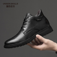 OKKER BULLS澳克公牛男鞋冬季商务正装皮靴纯黑色男鞋男靴真皮秋季英伦男士皮鞋小码35码36