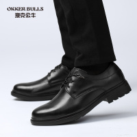 OKKER BULLS澳克公牛男鞋秋季正装皮鞋男白领上班工作亮面高档英伦商务皮鞋小码男鞋35码36