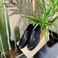 OKKER BULLS澳克公牛男鞋挪威缝擦色真皮皮鞋乐福鞋男手工男鞋一脚蹬懒人休闲鞋