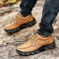 YIBULUOTUO男鞋真皮户外登山鞋男防水防滑耐磨透气软底百搭爸爸鞋工装鞋