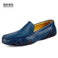 YIBULUOTUO男士秋季舒适真皮八爪鱼驾车鞋一脚蹬懒人休闲皮鞋英伦平底豆豆鞋