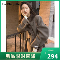 拉夏贝尔女中长款2021韩版气质呢子高端毛呢外套女女