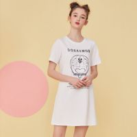 拉夏贝尔哆啦A梦联名夏女装印花短袖裙子短款T恤连衣裙
