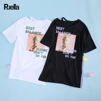 拉夏贝尔短袖女士新款夏黑色宽松学生休闲韩版ins潮情侣装网