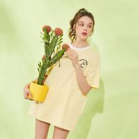 拉夏贝尔大版T恤女短袖夏中长款宽松上衣印花女式T恤