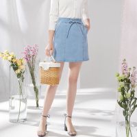 拉夏贝尔夏女式牛仔半身裙高腰a字短裙ins火的包臀裙子女