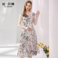 拉夏贝尔拉贝缇雪纺碎花连衣裙女装夏季新款很仙的法国小众桔
