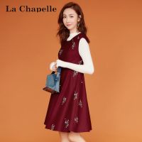 拉夏贝尔Cie's冬季显瘦高腰修身无袖A字打底连衣裙女30074337