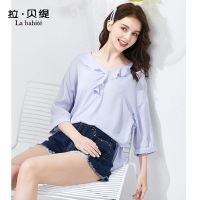 拉夏贝尔拉贝缇雪纺上衣夏装新款很仙的女人味气质遮肚子洋气