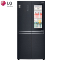 LG F529MC76 530L黑色 十字对开门 四门 玻璃窗敲击立现 智能恒温保鲜 分类保鲜 冰箱