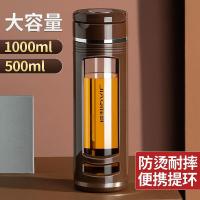 玻璃杯水杯大容量杯子防摔双层茶杯男女士家用泡茶杯450ML-1000ML