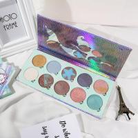 [优选]ins超火亮片烤粉Febble平替国货独角兽少女美人鱼偏光眼影高光盘 美人鱼镭射十色彩妆盘 货号:XX03