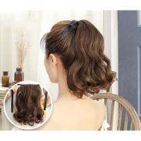 [苏宁优选]假片短卷马尾辫子 绑带式蓬松仿真短波浪卷可爱/