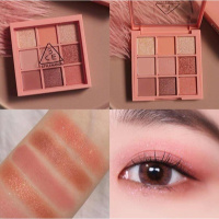 【苏宁优品】 韩国3CE九色九宫格眼影盘#OVERTAKE 9色哑光珠光南瓜豆沙色 BEACHMUSE樱花限量眼影盘