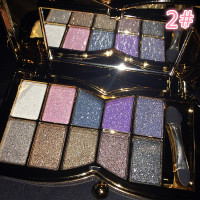 【苏宁优品】维尼小熊珠光亮晶晶眼影盘闪亮防水亮片闪光钻石超闪眼影闪粉套装 2#粉色+高贵紫+咖啡色+送长刷