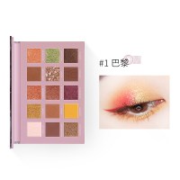 [苏宁优品]菲鹿儿旅行眼影盘15色亮片闪粉大地色珠光哑光红款初学者少女系 01巴黎