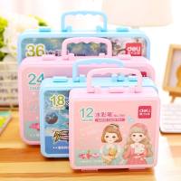 得力幼儿园水彩笔套装12 18 24 36色儿童美术学生画笔绘画彩笔初学者手绘大容量颜色笔