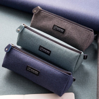 得力小清新小学生笔袋帆布简约韩国文具袋男女生日系大容量笔盒初中生铅笔袋大学生儿童复古韩版ins可爱创意