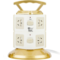 家之选 立式插座塔式家用多功能多层分控塔形立体式插排插线板创意智能多孔转换器带线拖线板 两层不带USB八插位3米