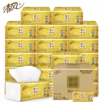 清风抽纸 原木纯品金装系列3层130抽软抽纸巾*16包整箱