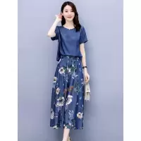 2020年夏季新款女装宽松洋气遮肉牛仔裙裤两件套