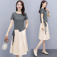  大码棉麻连衣裙女装2020年夏装小个子新款显瘦亚麻苎麻裙子两件套