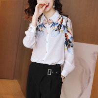 士长袖2020新款春夏装气质洋气复古印花上衣
