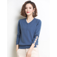  2020新款秋冬V领针织打底衫女修身套头毛衣外穿上衣潮