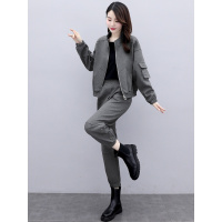  休闲时尚套装女秋季欧洲站气质减龄显瘦洋气炸街工装裤子两件套潮