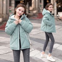 佚貌YIMAO 2021年冬季新款女装韩版休闲宽松口袋印字母连帽羽绒棉棉衣