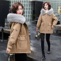 佚貌YIMAO 2021新款冬季派克服棉衣女中长款小个子韩版宽松棉袄显瘦派克