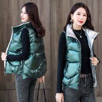 佚貌YIMAO 2021秋冬新款棉马甲女冬季短款羽绒棉保暖背心马夹免洗亮面无袖棉