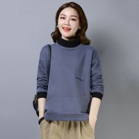 佚貌YIMAO 2021年冬季新款韩版加绒加厚半高领卫衣女宽松显瘦上衣服百搭