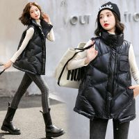 佚貌YIMAO 欧洲站2021秋冬新款白鸭绒立领亮面短款马甲羽绒服女马夹短外套潮